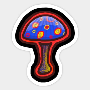 Red Blue Yellow Mushroom Sticker